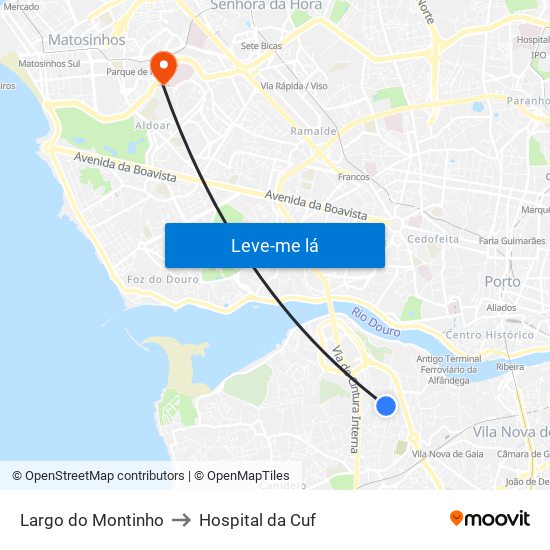 Largo do Montinho to Hospital da Cuf map