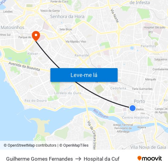 Guilherme Gomes Fernandes to Hospital da Cuf map