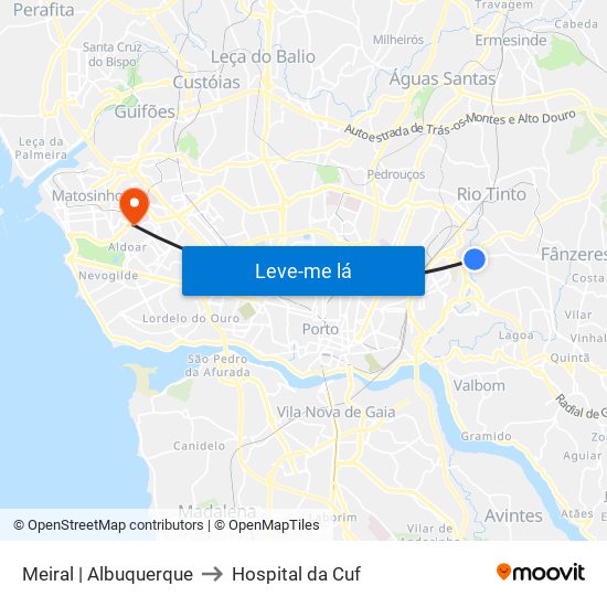 Meiral | Albuquerque to Hospital da Cuf map