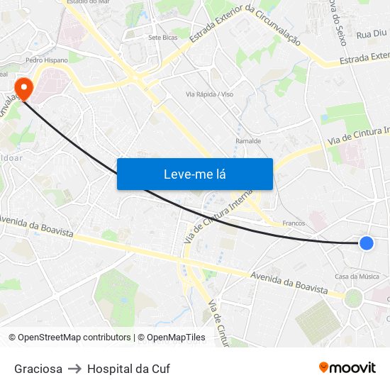 Graciosa to Hospital da Cuf map