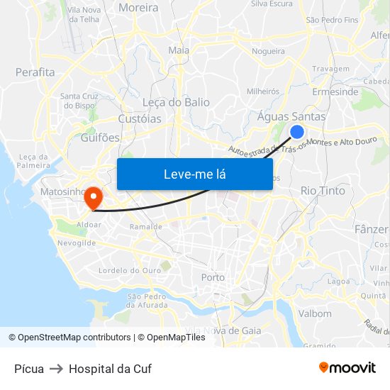 Pícua to Hospital da Cuf map