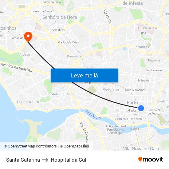 Santa Catarina to Hospital da Cuf map