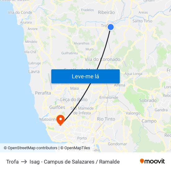 Trofa to Isag - Campus de Salazares / Ramalde map