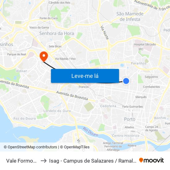 Vale Formoso to Isag - Campus de Salazares / Ramalde map
