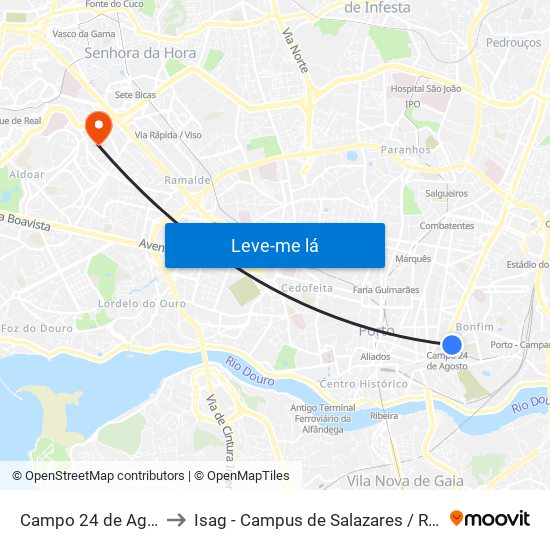 Campo 24 de Agosto to Isag - Campus de Salazares / Ramalde map