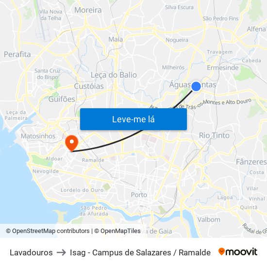 Lavadouros to Isag - Campus de Salazares / Ramalde map