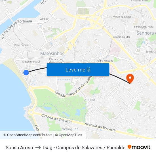 Sousa Aroso to Isag - Campus de Salazares / Ramalde map