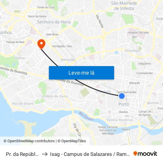 Pr. da República to Isag - Campus de Salazares / Ramalde map
