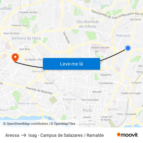 Areosa to Isag - Campus de Salazares / Ramalde map