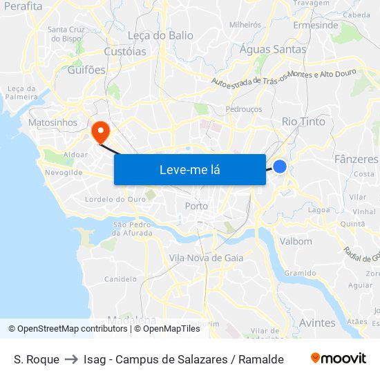 S. Roque to Isag - Campus de Salazares / Ramalde map