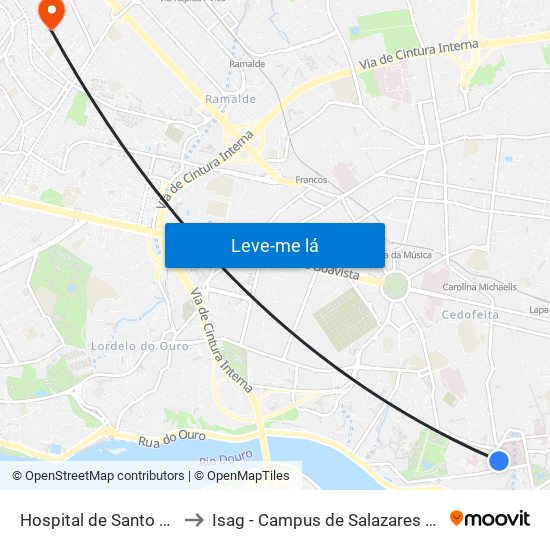 Hospital de Santo António to Isag - Campus de Salazares / Ramalde map