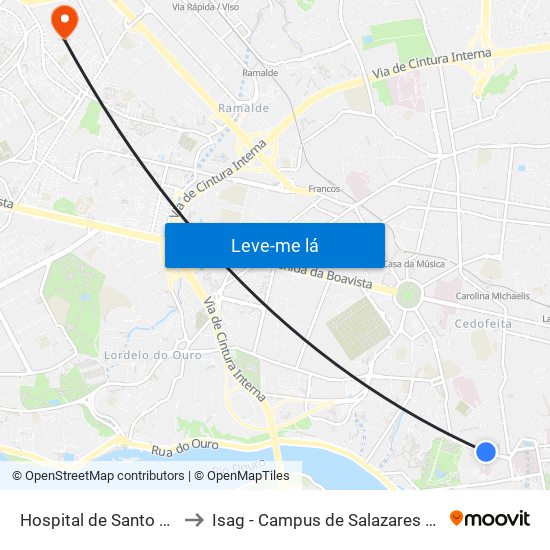 Hospital de Santo António to Isag - Campus de Salazares / Ramalde map