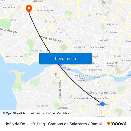 João de Deus to Isag - Campus de Salazares / Ramalde map