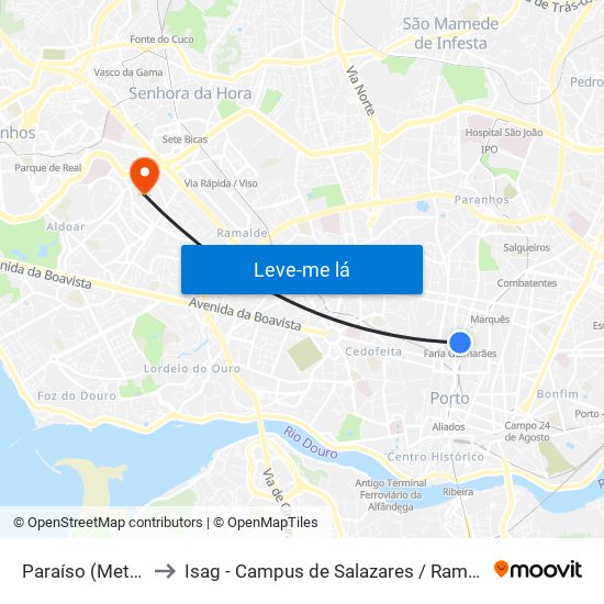 Paraíso (Metro) to Isag - Campus de Salazares / Ramalde map