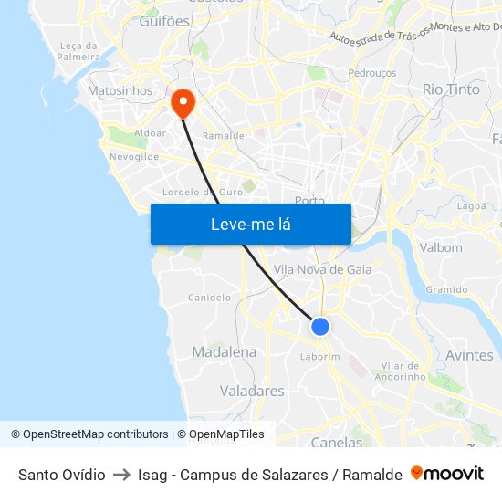 Santo Ovídio to Isag - Campus de Salazares / Ramalde map