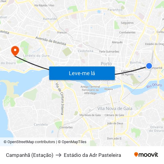 Campanhã (Estação) to Estádio da Adr Pasteleira map