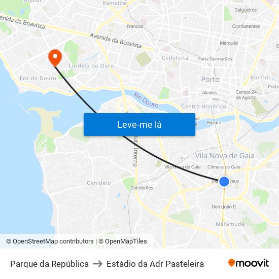 Parque da República to Estádio da Adr Pasteleira map