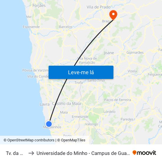 Tv. da Agra to Universidade do Minho - Campus de Gualtar / Braga map