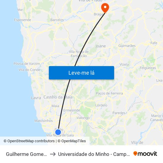 Guilherme Gomes Fernandes to Universidade do Minho - Campus de Gualtar / Braga map