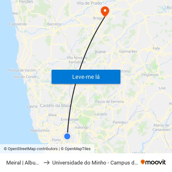 Meiral | Albuquerque to Universidade do Minho - Campus de Gualtar / Braga map