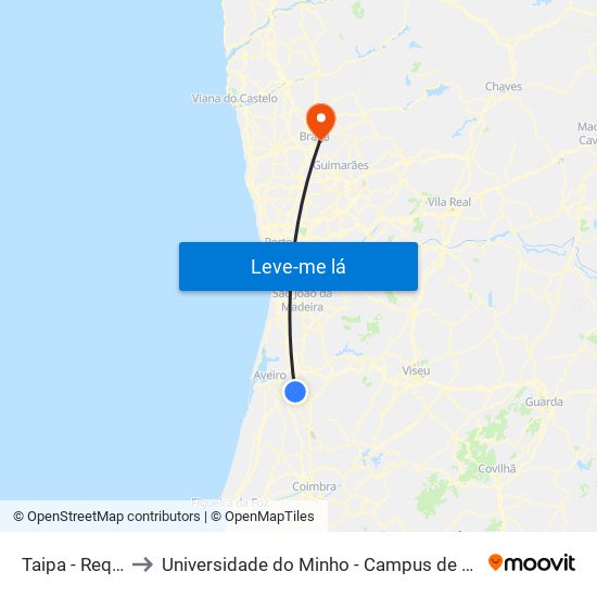 Taipa - Requeixo to Universidade do Minho - Campus de Gualtar / Braga map