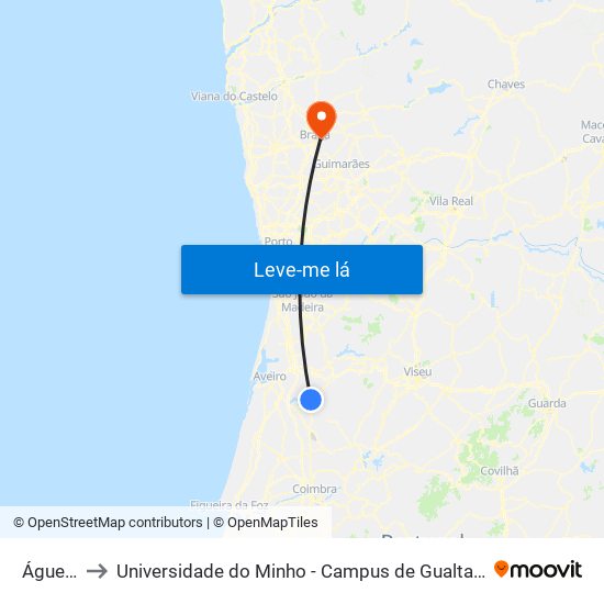 Águeda to Universidade do Minho - Campus de Gualtar / Braga map