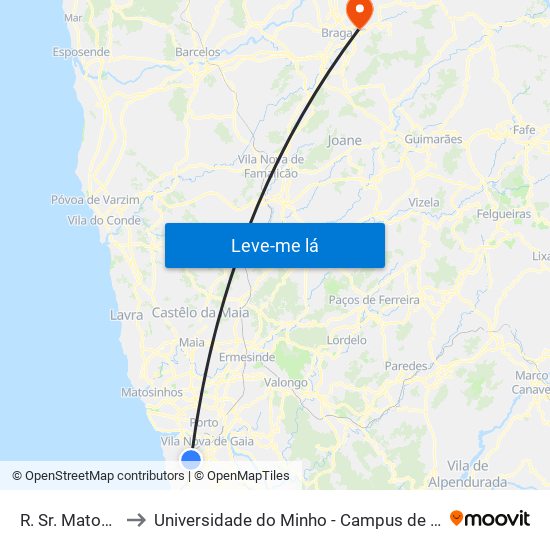 R. Sr. Matosinhos to Universidade do Minho - Campus de Gualtar / Braga map