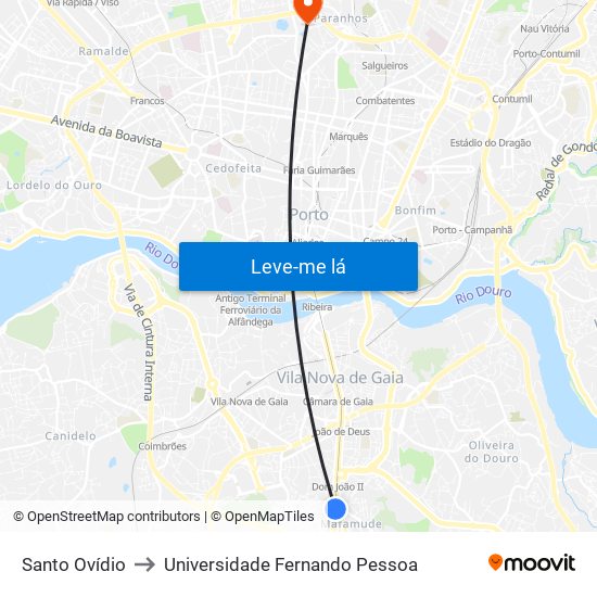 Santo Ovídio to Universidade Fernando Pessoa map
