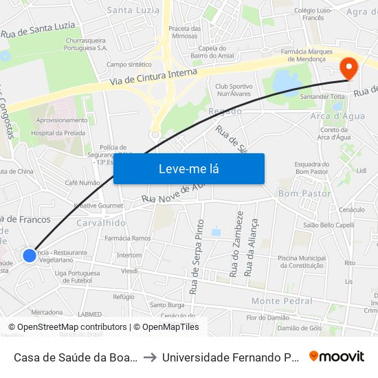 Casa de Saúde da Boavista to Universidade Fernando Pessoa map
