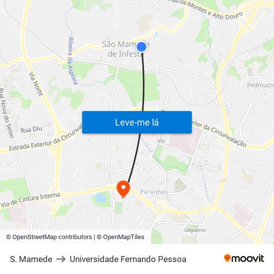 S. Mamede to Universidade Fernando Pessoa map