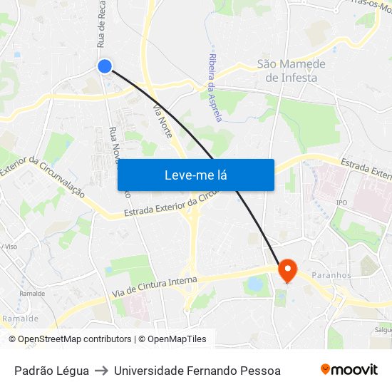 Padrão Légua to Universidade Fernando Pessoa map