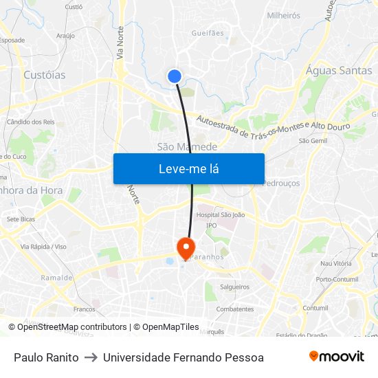 Paulo Ranito to Universidade Fernando Pessoa map