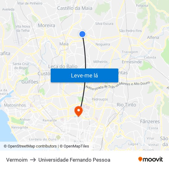 Vermoim to Universidade Fernando Pessoa map