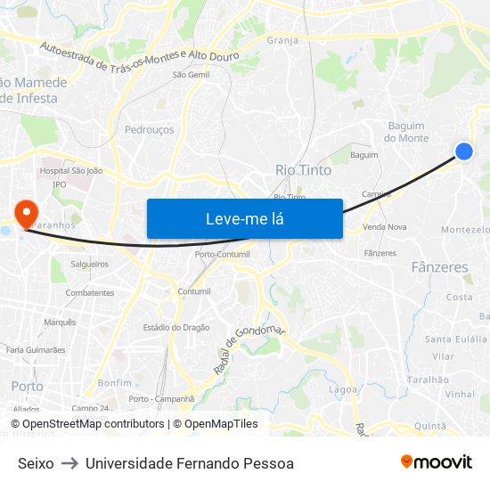 Seixo to Universidade Fernando Pessoa map