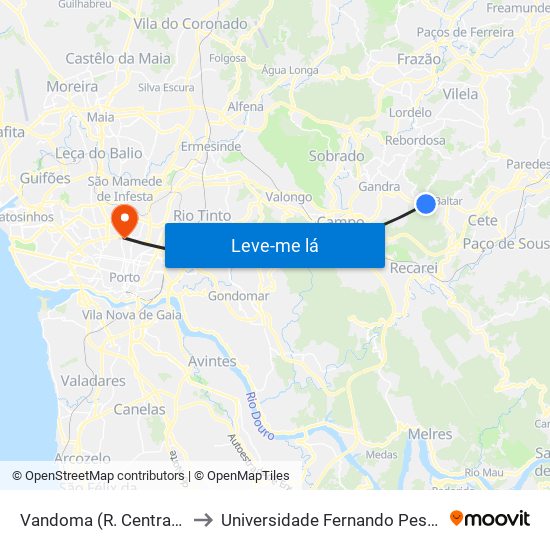 Vandoma (R.Central II) to Universidade Fernando Pessoa map