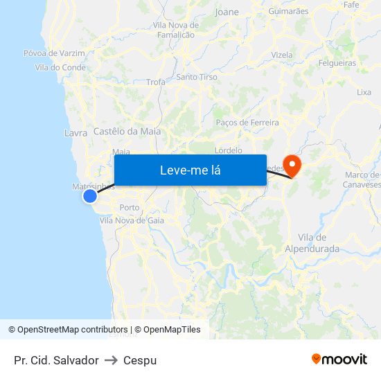Pr. Cid. Salvador to Cespu map