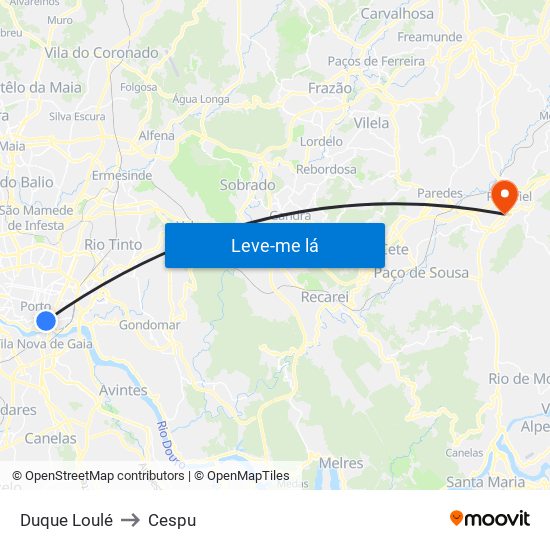 Duque Loulé to Cespu map