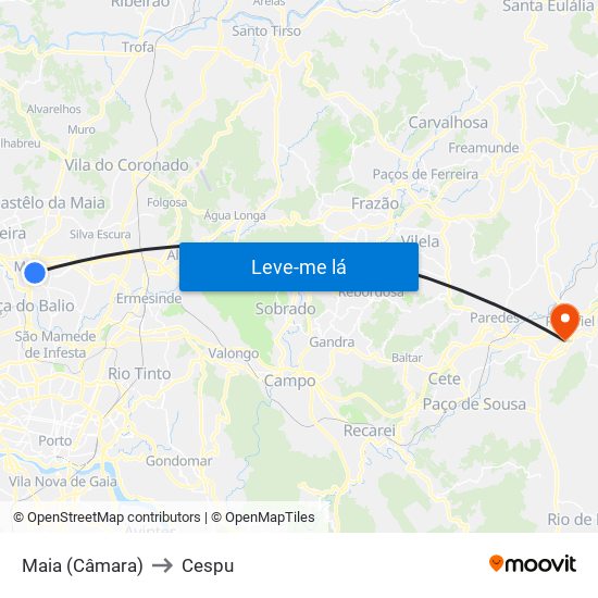 Maia (Câmara) to Cespu map