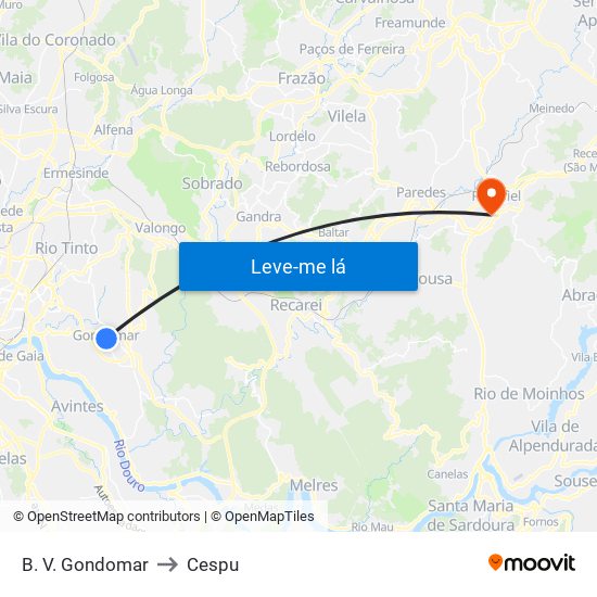 B. V. Gondomar to Cespu map