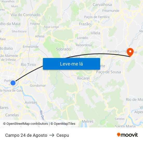 Campo 24 de Agosto to Cespu map