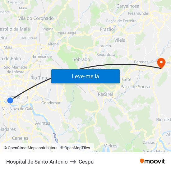 Hospital de Santo António to Cespu map