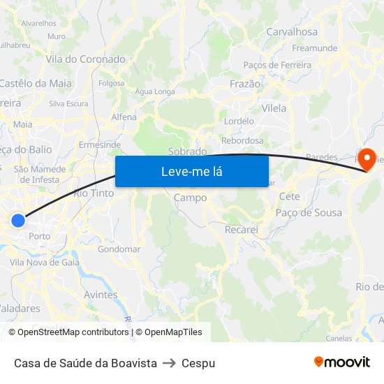 Casa de Saúde da Boavista to Cespu map