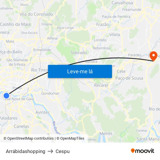 Arrábidashopping to Cespu map