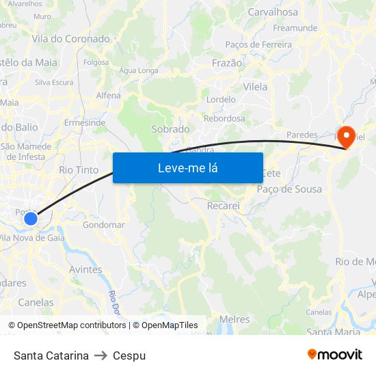 Santa Catarina to Cespu map