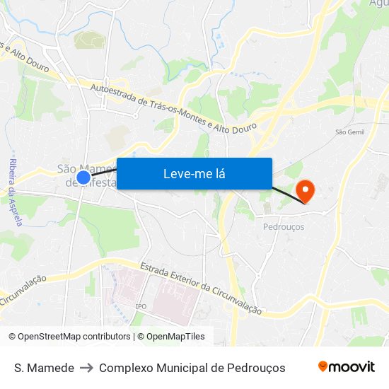 S. Mamede to Complexo Municipal de Pedrouços map