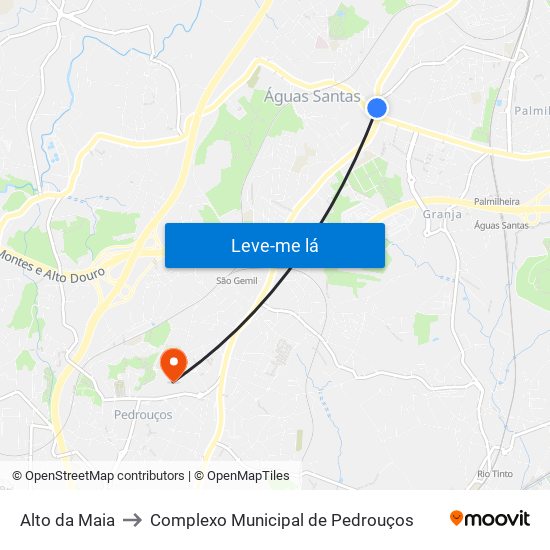 Alto da Maia to Complexo Municipal de Pedrouços map