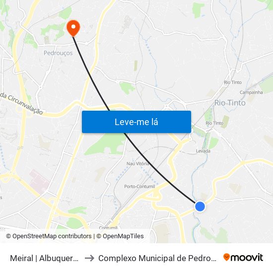 Meiral | Albuquerque to Complexo Municipal de Pedrouços map