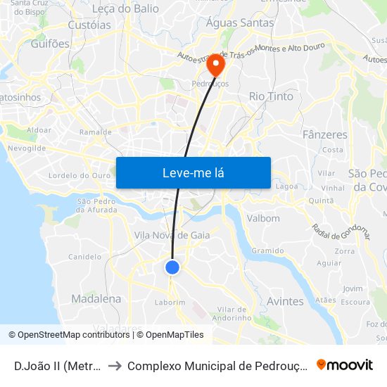 D.João II (Metro) to Complexo Municipal de Pedrouços map