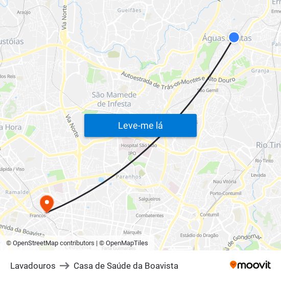 Lavadouros to Casa de Saúde da Boavista map