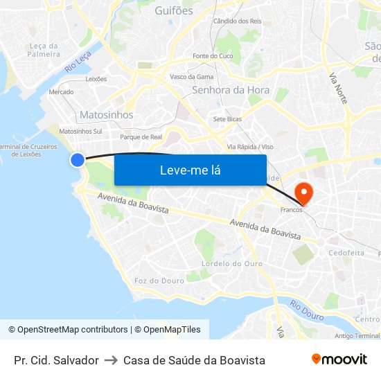 Pr. Cid. Salvador to Casa de Saúde da Boavista map